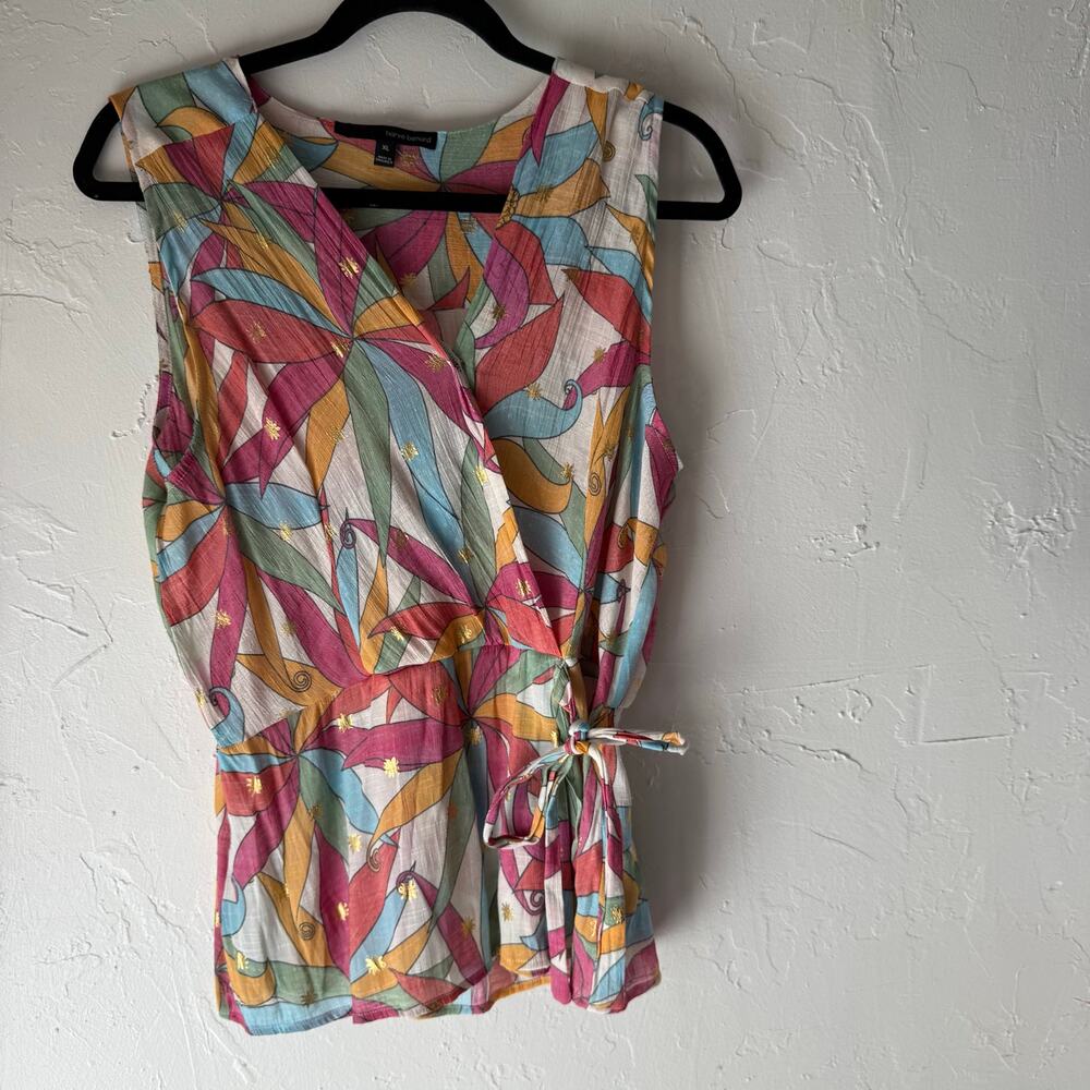 Harve Benard Size XL Geometric Sleeveless Light Weight Multicolored Babydoll Top